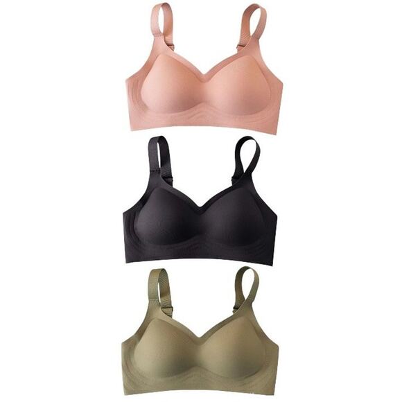 NWT ~ 3 Pink Black & Green Push Up Seamless Bras ~ Women's Plus Size 2XL - Picture 1 of 4